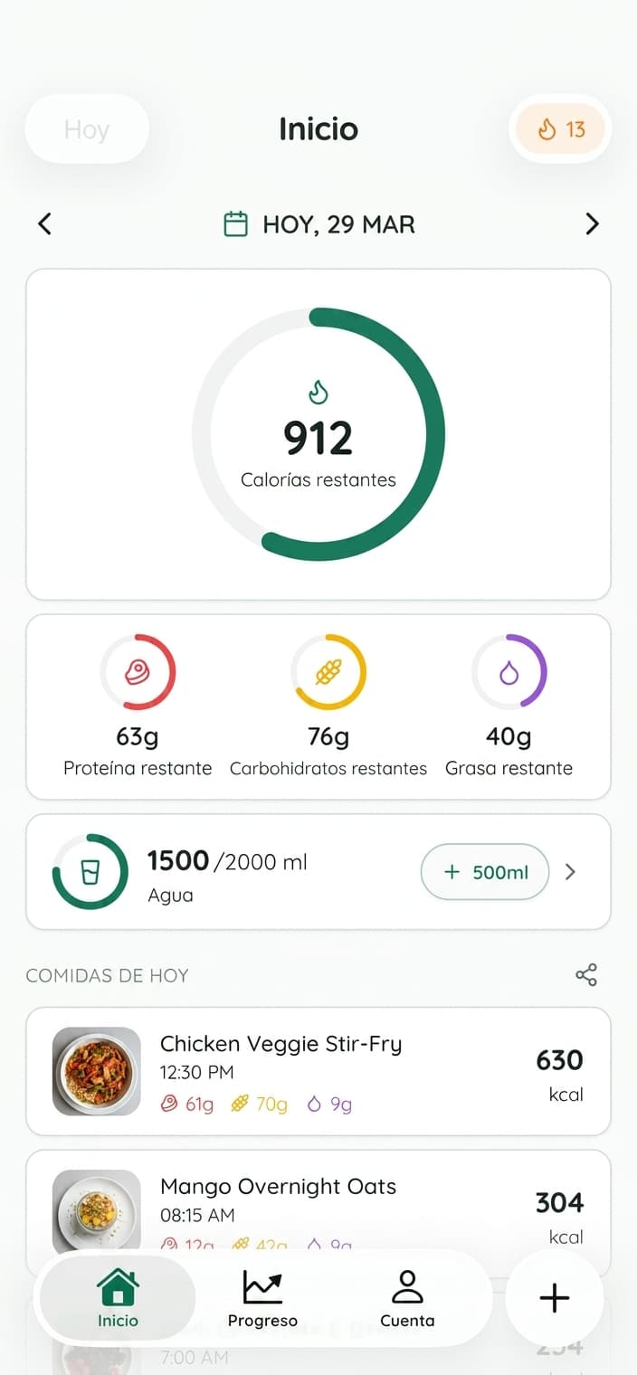 Controla tus calorías
con solo una foto