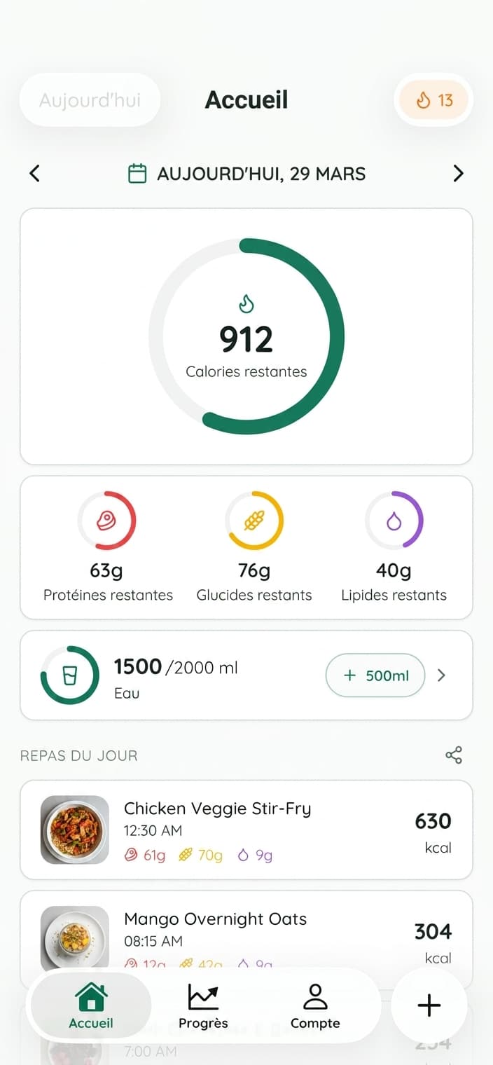 Suivez vos calories
avec une simple photo