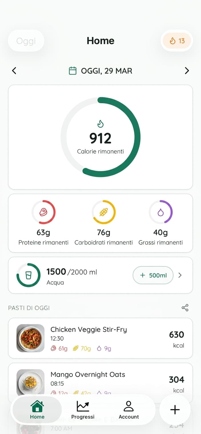 Monitora le calorie
con una semplice foto